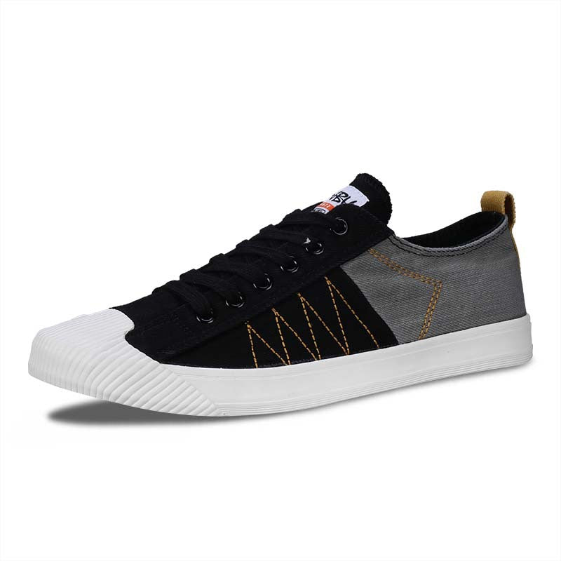 Scarpe uomo sportive casual con lacci, dettagli a blocchi colore. Sneakers basse per comfort quotidiano e passeggio.