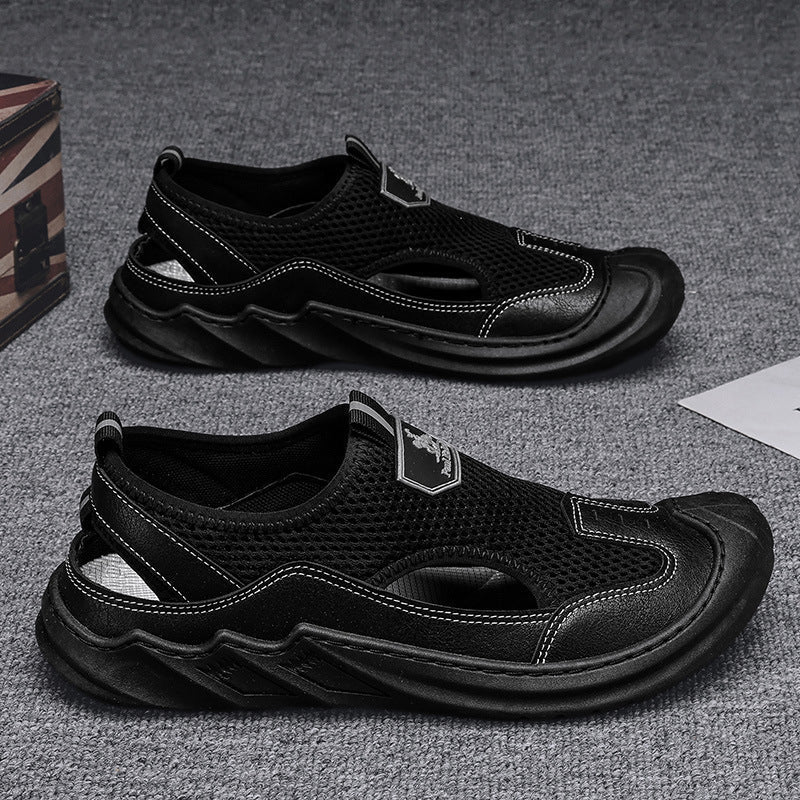 Sandali uomo da passeggio, leggeri e confortevoli con chiusura a velcro, ideali per vacanze estive.