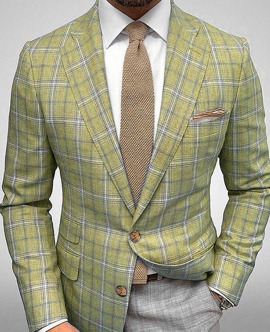 Blazer donna slim fit a righe, elegante giacca autunnale con due bottoni per ufficio.