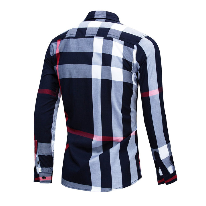 Camicia cardigan da uomo a maniche lunghe, motivo scozzese. Ideale per un look casual e massimo comfort.