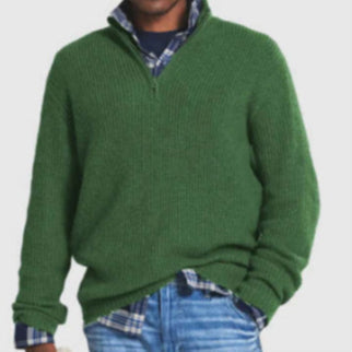 Maglione uomo con zip, vestibilità ampia, comfort autunnale ideale anche per taglie forti.