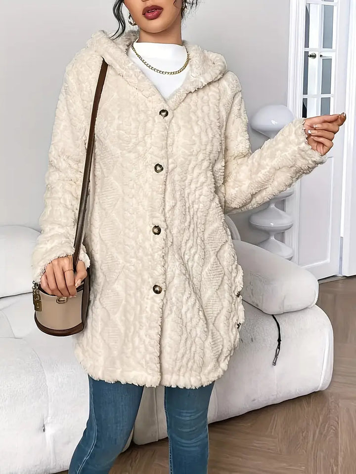 Cardigan donna alla moda con cappuccio, vestibilità aperta e morbida, per strati autunnali.