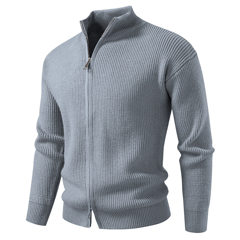 Cardigan slim fit uomo, casual elegante con cerniera. Ottimo per abbigliamento primaverile di tendenza.