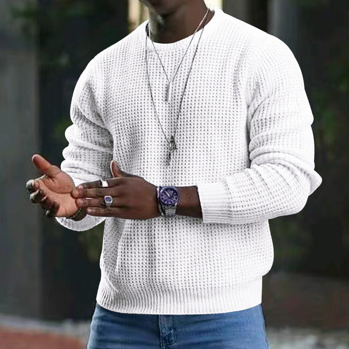 Maglione da uomo girocollo essenziale, confortevole per l'autunno, stile moderno per look versatili.