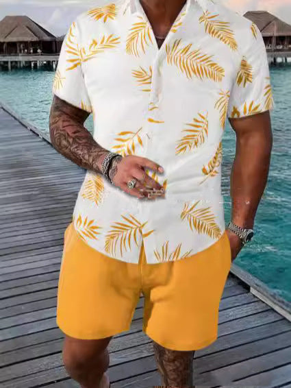 Abbigliamento casual uomo: set camicia shorts per un look estivo pratico e di tendenza.