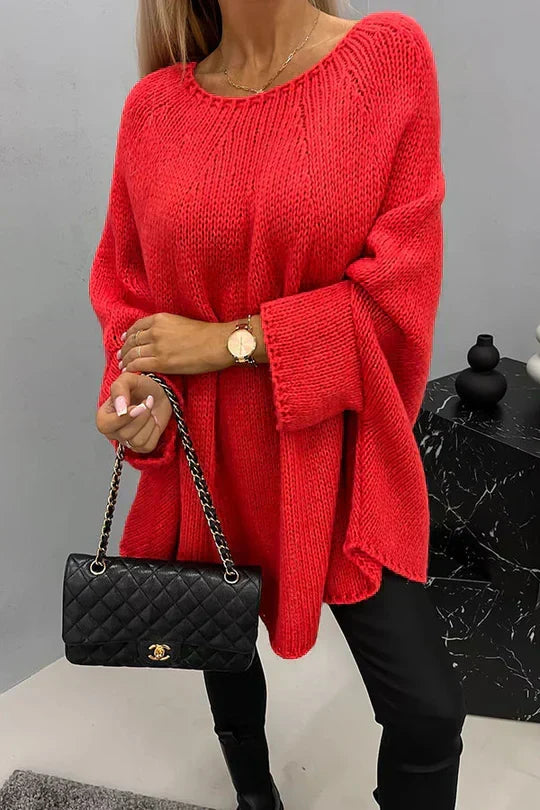 Maglione donna oversize, scollo rotondo. Caldo e confortevole, ottimo per layering, stile casual o chic in inverno.