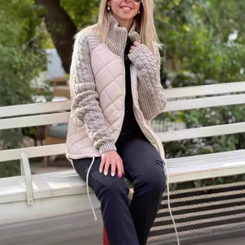 Giacca donna trapuntata con cerniera, collo alto protettivo, calda e comoda per l'inverno.