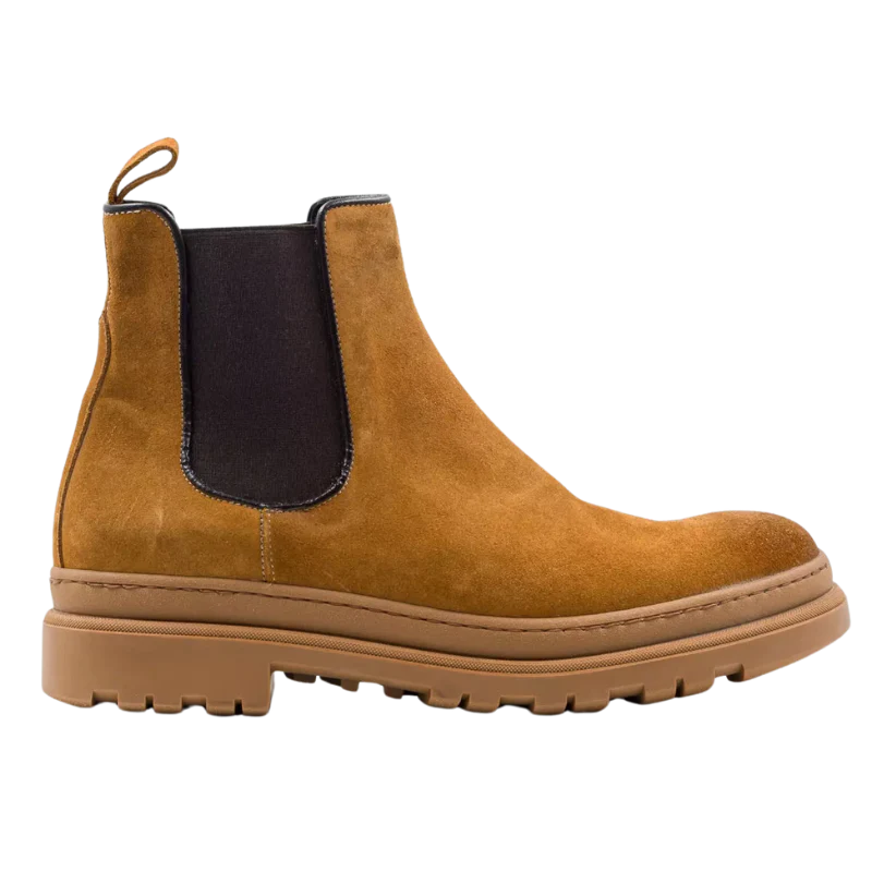 Stivaletti Chelsea uomo rialzati 7cm color cammello, eleganti e discreti per un look di moda.