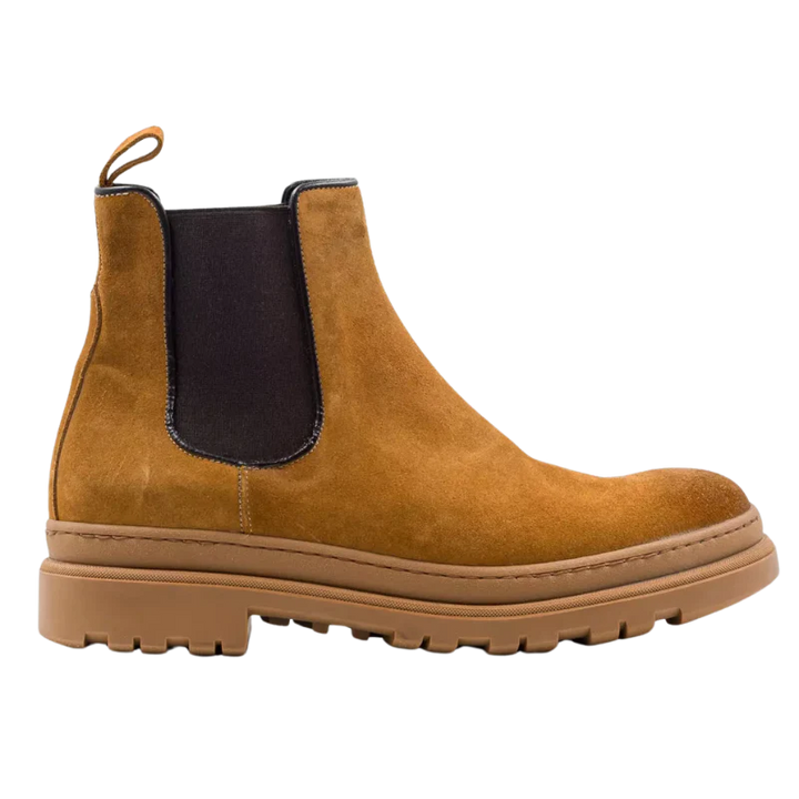 Stivaletti Chelsea uomo rialzati 7cm color cammello, eleganti e discreti per un look di moda.
