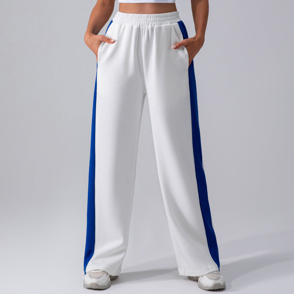 Pantaloni bianchi donna a vita alta con gamba dritta, tessuto morbido ed elasticizzato per comfort massimo.