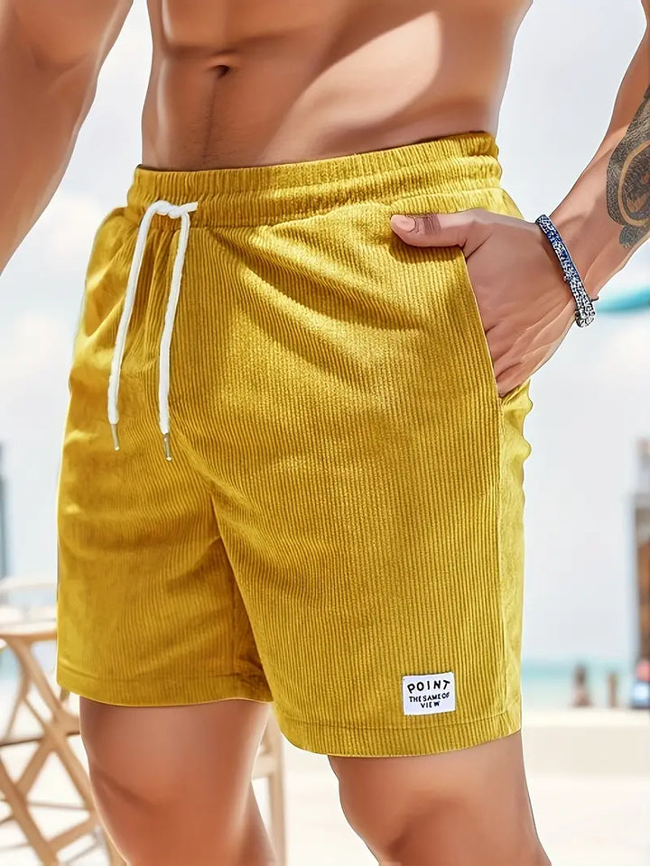 Moda uomo: shorts estivi corduroy con vita elastica, massimo comfort e stile assicurato.