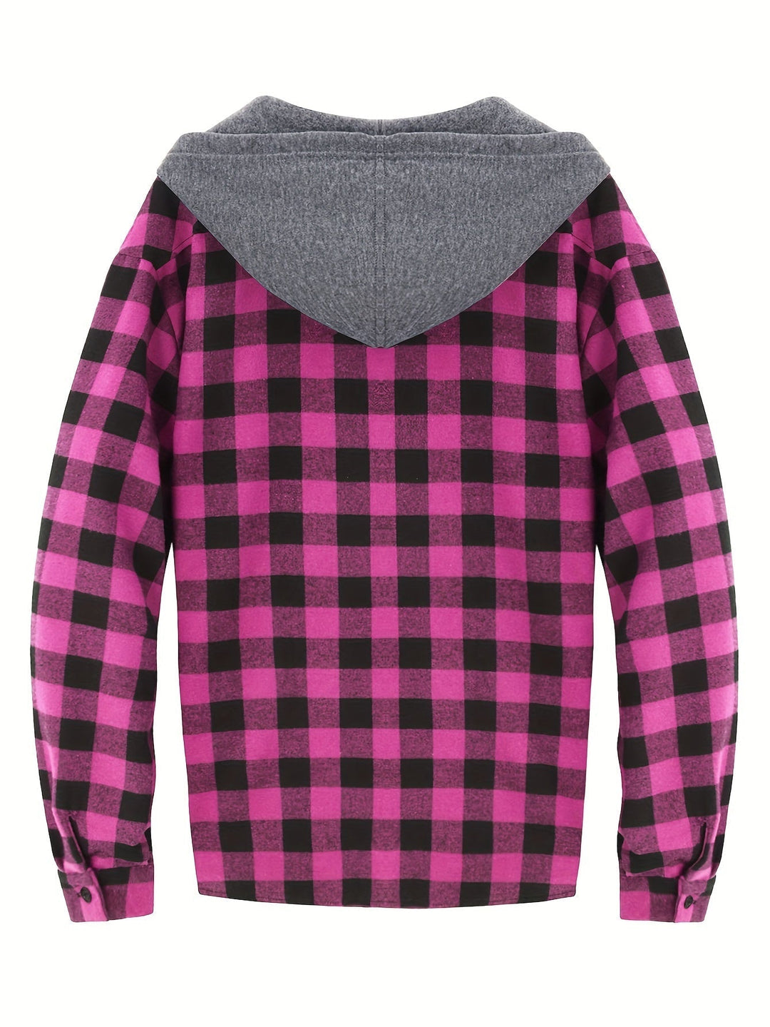 Camicia giacca uomo a quadri, con cappuccio regolabile, per comfort personalizzato.