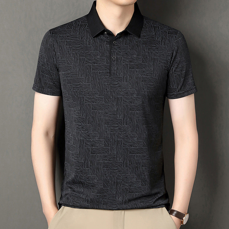 Abbigliamento casual uomo: camicia a maniche corte con stampa asimmetrica, perfetta per un look estivo moderno.