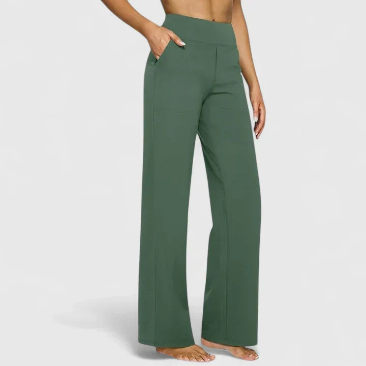 Pantaloni donna a gamba dritta e vita alta, perfetti per stile casual, elegante o per il look di ogni giorno.