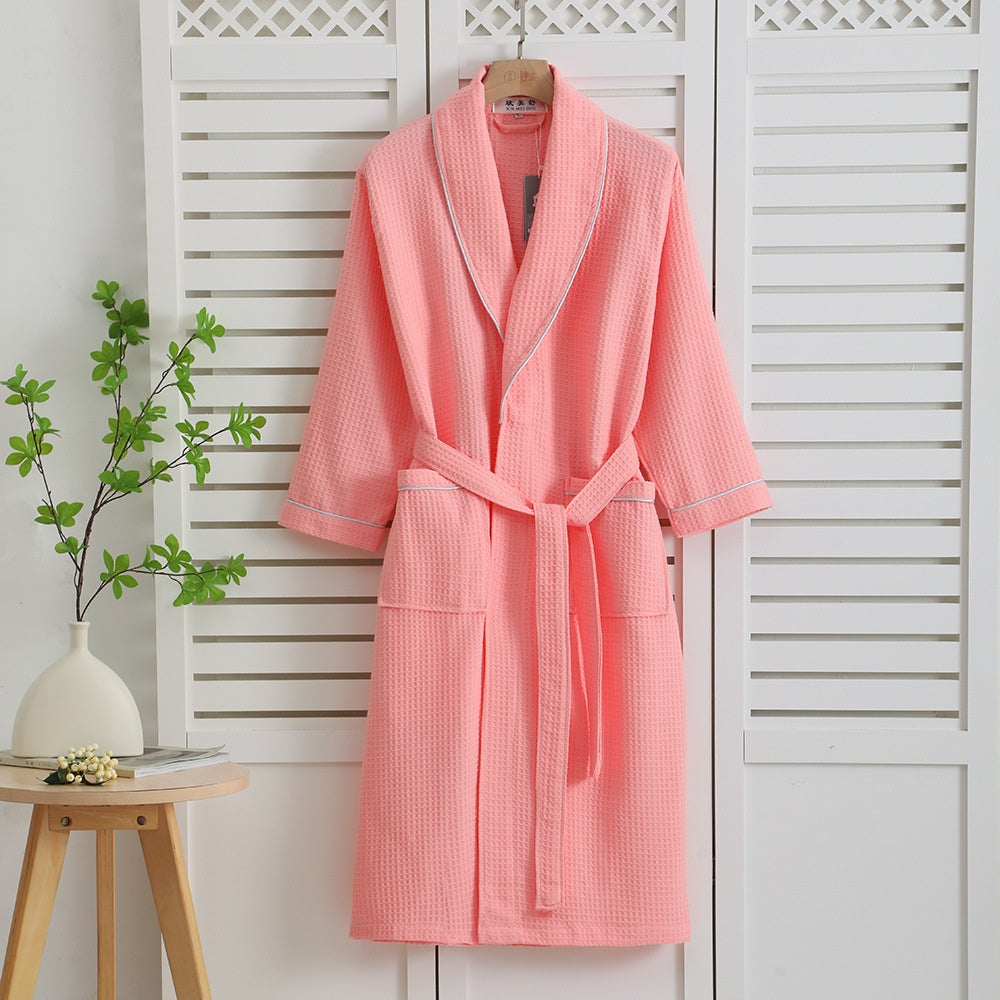 Accappatoio kimono unisex in cotone leggero, morbida vestaglia da bagno per relax.