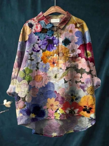 Blusa casual a fiori per donna, perfetta per il tempo libero estivo e look rilassati.
