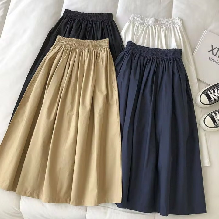 Gonna ampia da donna a vita alta per eleganza quotidiana. Un capo versatile per la moda femminile.
