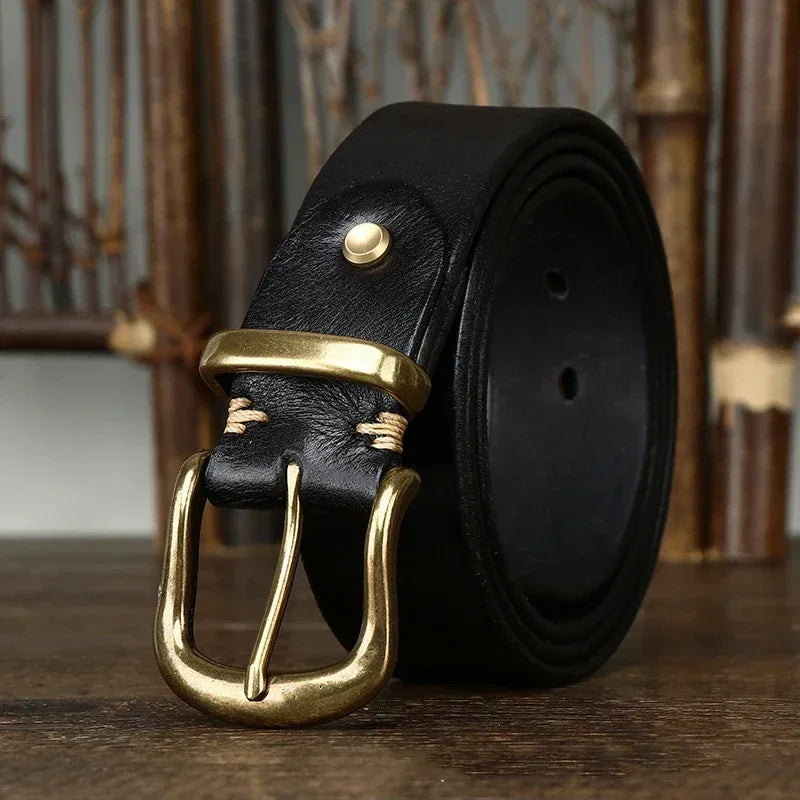 Robusta cintura uomo in pelle pieno fiore, artigianale, un accessorio elegante e durevole per ogni outfit.
