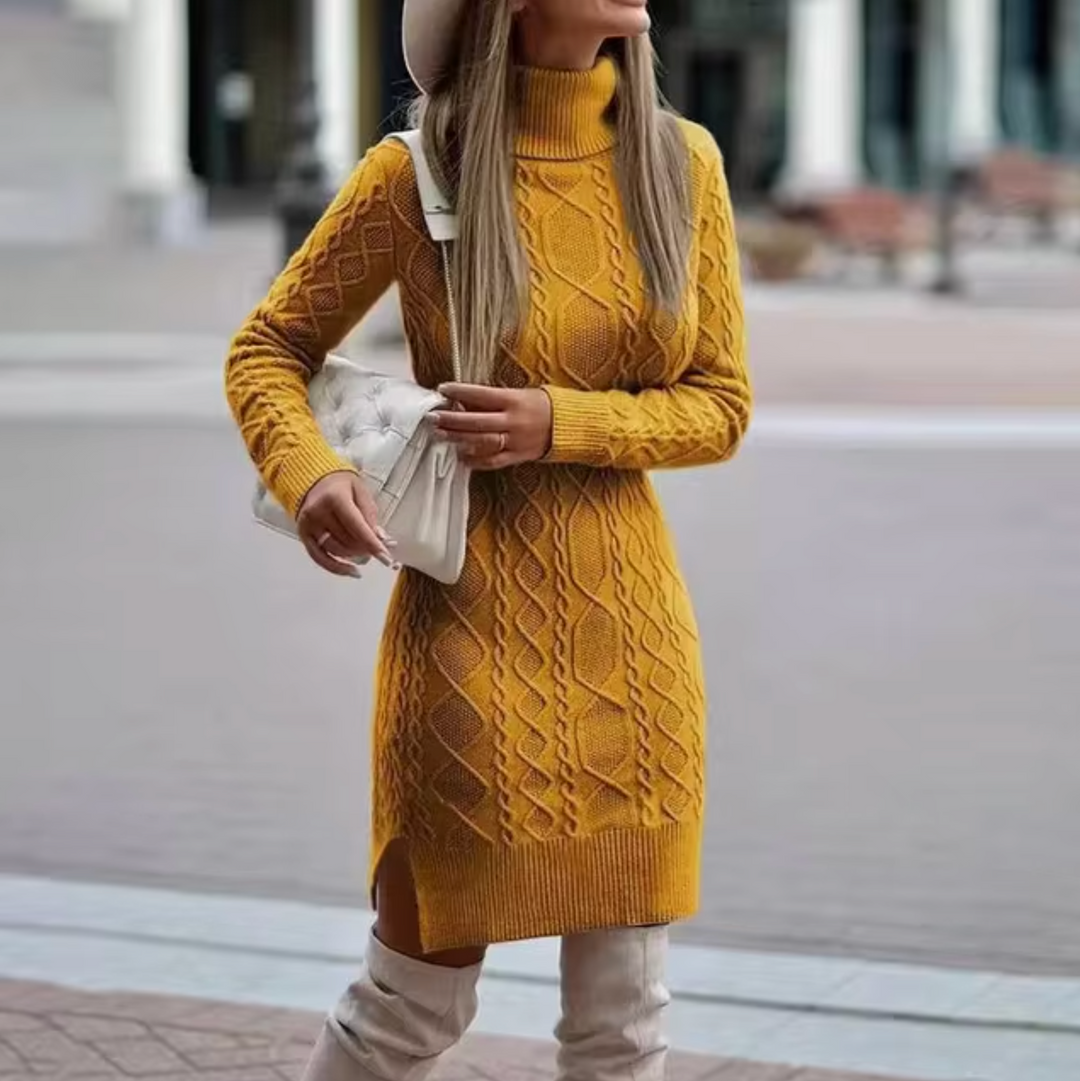 Elegante abito midi da donna a maniche lunghe, unisce comfort e stile raffinato per ogni occasione.