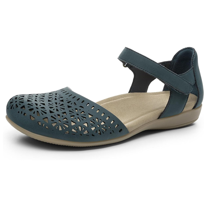 Sandali donna Flora chiusi, calzature versatili per il passeggio e l'uso quotidiano con stile.