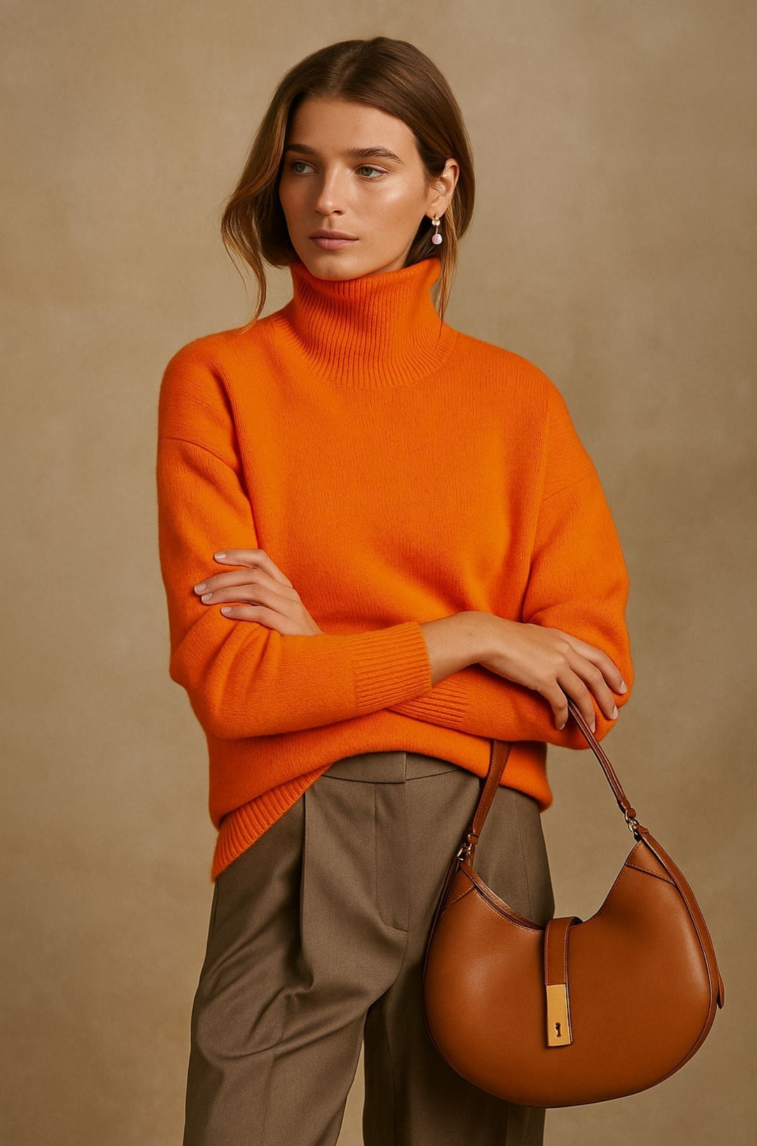 Maglione donna slim collo alto versatile, capo essenziale per un comfort elegante in ogni occasione.