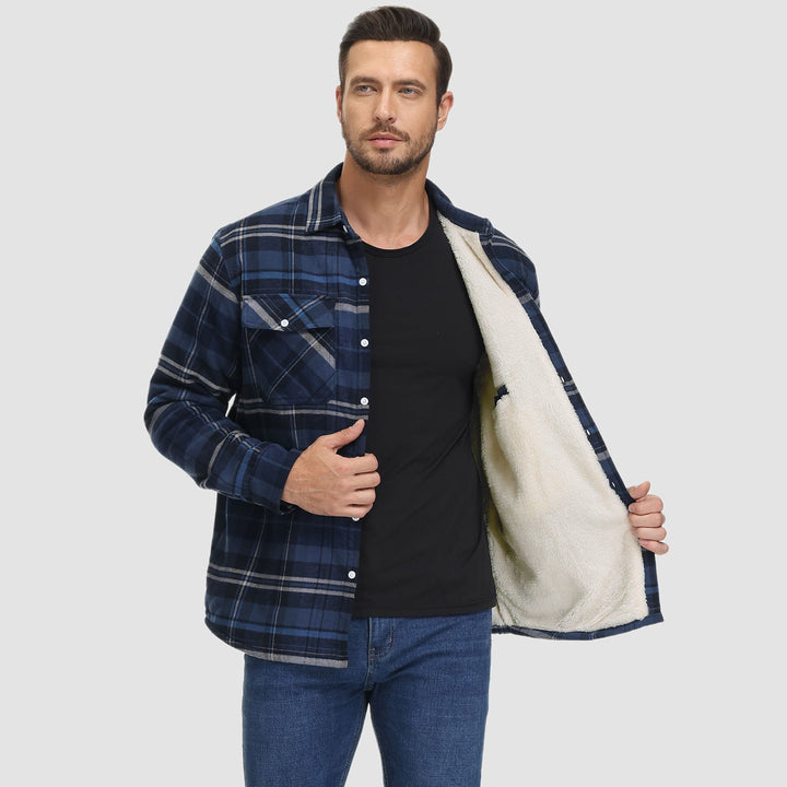 Giacca camicia da uomo casual, colore neutro, con tasche, stile autunnale versatile e abbinabile.