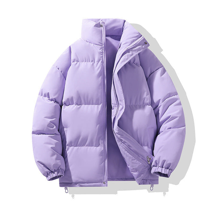 Giacca donna imbottita spessa, modello puffer oversize. Calda e resistente per l'inverno rigido. Confortevole colletto alto.