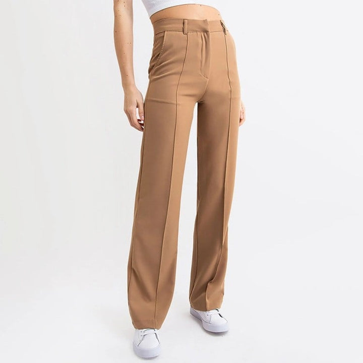 Eleganti pantaloni donna a vita alta, gamba dritta. Perfetti per un look professionale da ufficio.
