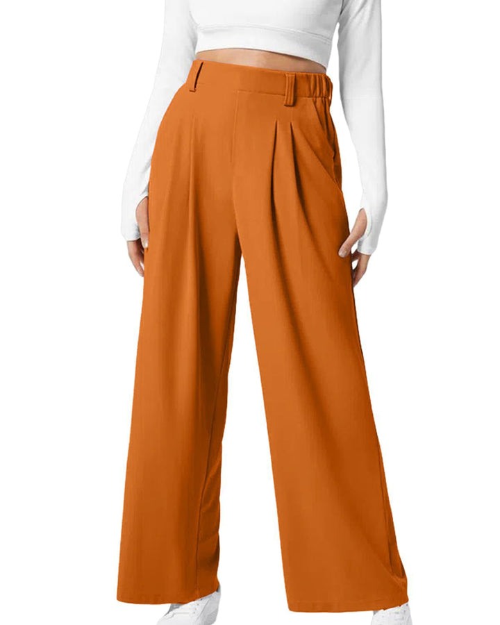 Pantaloni donna di tendenza con vita alta, gamba ampia e texture waffle. Perfetti per ogni occasione.