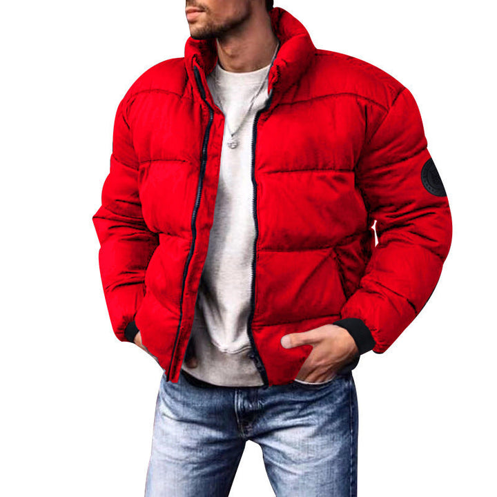 Outerwear uomo invernale confortevole, giacca imbottita con collo alto per massima protezione dal freddo e tasche.