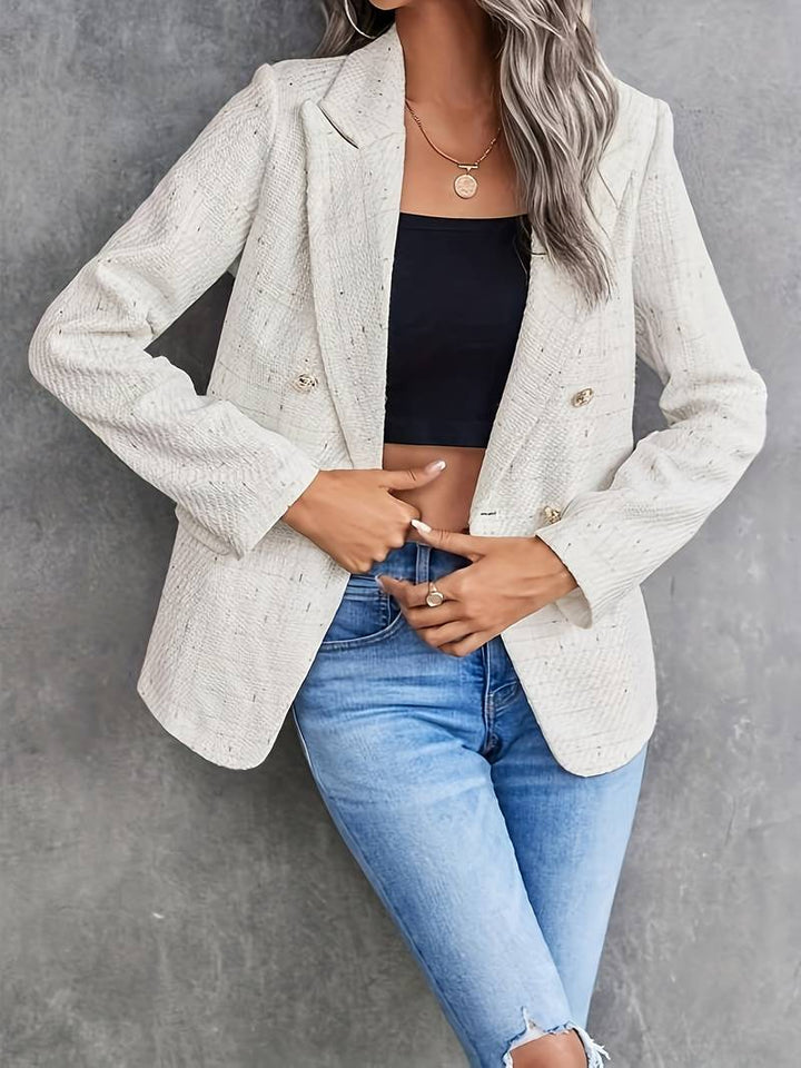 Blazer donna casual chic a maniche lunghe, giacca versatile per moda femminile. Stile sofisticato per ogni look.