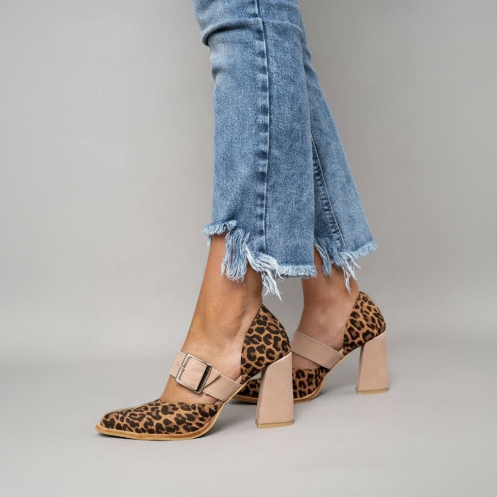 Décolleté eleganti donna color khaki, tacco alto e punta affusolata. Calzature senza lacci per outfit moda o cerimonia.