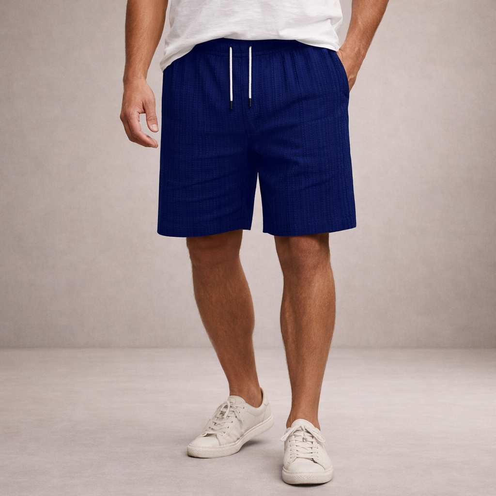 Shorts uomo estivi con elastico in vita regolabile, design moderno per un look casual e confortevole.