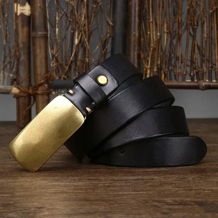 Cintura uomo fatta a mano in pelle pieno fiore con fibbia ottone. Dettagli curati per uno stile unico.
