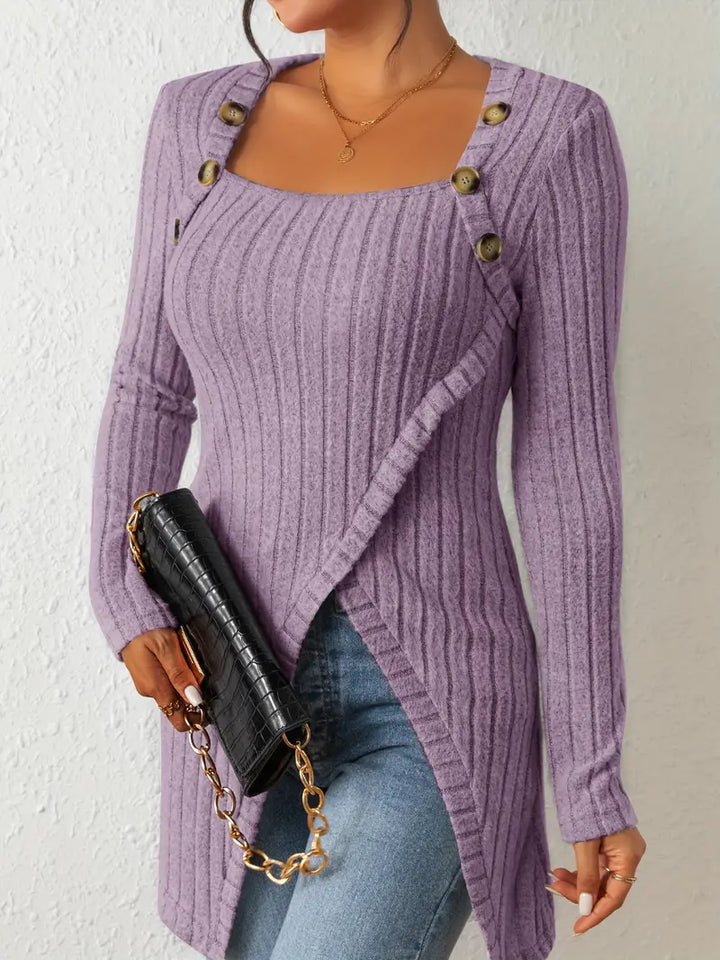 Top da donna monospalla, asimmetrico color marrone chiaro. Stile femminile, moderno e chic.