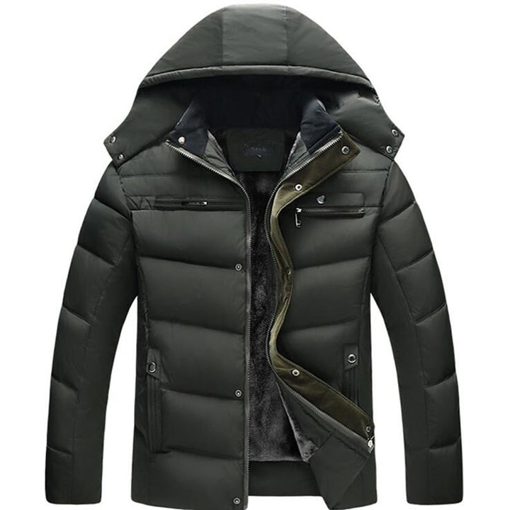 Giacca imbottita da uomo con zip, ideale per l'inverno. Comfort e protezione dal freddo per moda casual.