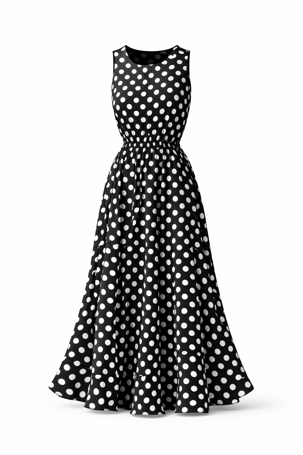 Abito donna elegante a pois, versatile per look casual o chic, ispirazione vintage.