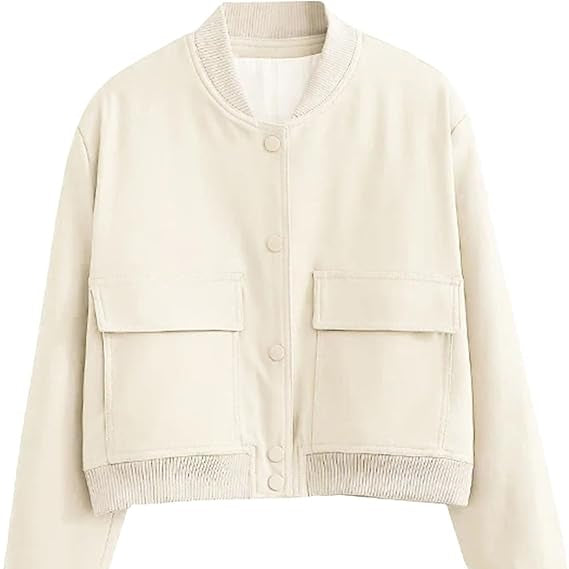 Bomber donna trendy per autunno, con colletto revers e tasche pratiche. Abbigliamento femminile chic.