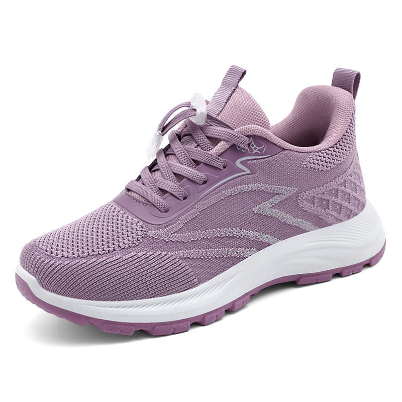 Scarpe da camminata donna viola e nere con lacci, comode e casual, perfette per il tempo libero.