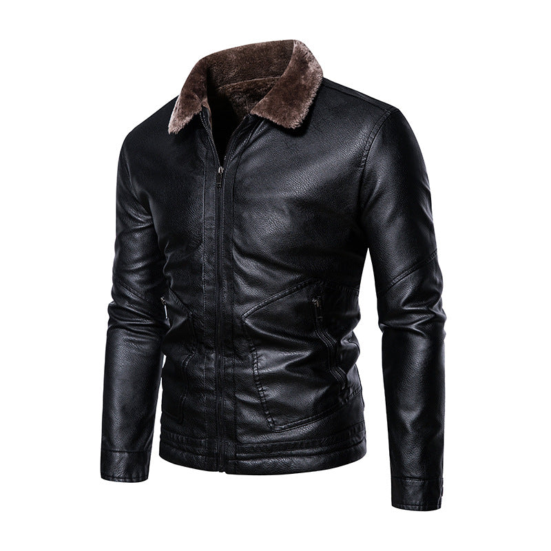 Giacca uomo leopardata con zip, calda e alla moda per l'inverno. Stile audace per abbigliamento maschile casual.