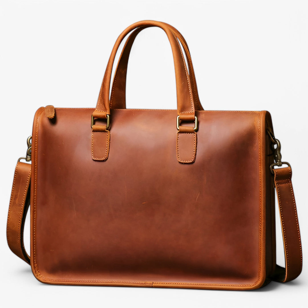 Elegante borsa portadocumenti marrone unisex, accessorio viaggio o per l'ufficio, con stile e funzionalità.