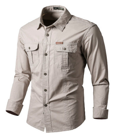 Camicia cargo uomo per autunno/primavera, un capo d'abbigliamento versatile e alla moda maschile.