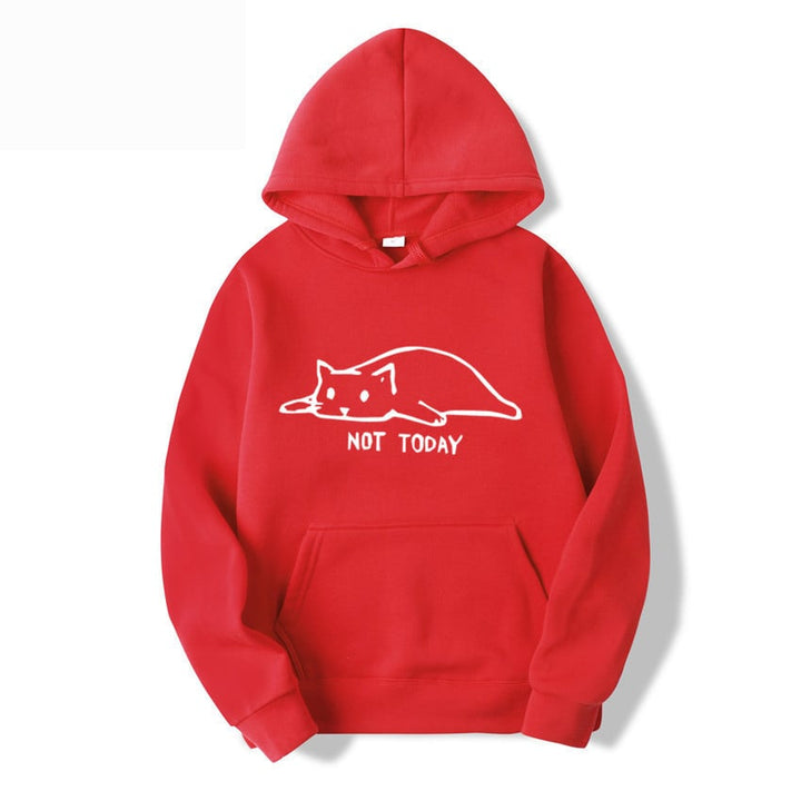 Pullover felpa donna con cappuccio, disegno gatto adorabile e lacci sul décolleté. Look casual chic femminile.