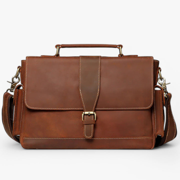 Borsa portadocumenti unisex cachi con tracolla regolabile, ideale per lavoro, università e uso quotidiano.