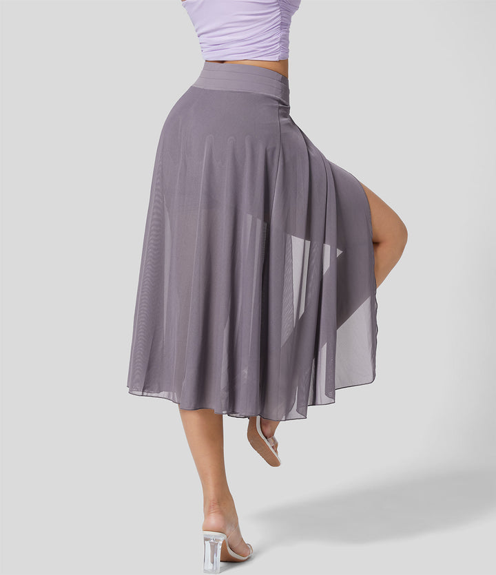 Eleganza e comfort: gonna midi donna, vita alta, tasca nascosta. Perfetta per la bella stagione.
