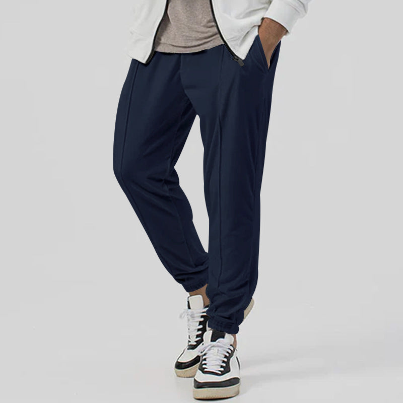 Pantaloni tuta uomo casual, tapered, comfort per viaggio e relax, stile sportivo con vita media.
