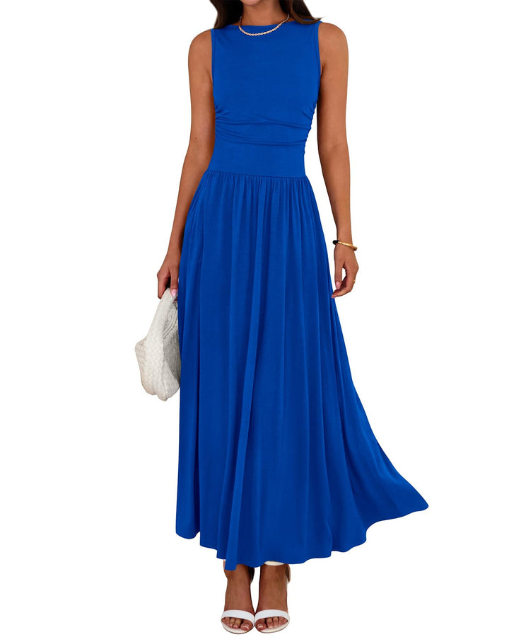 Abito lungo donna versatile, casual ed elegante, con pratiche tasche. Adatto per giorno, sera e vacanze.