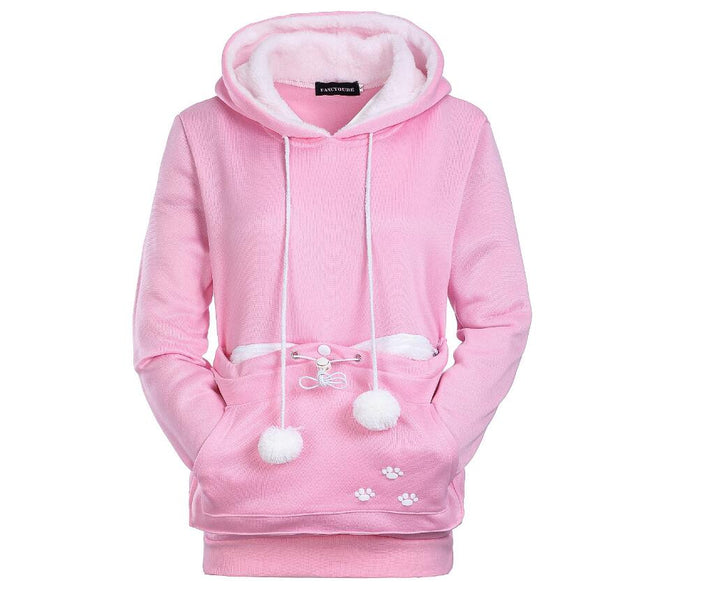Felpa donna con cappuccio, stampa gatto, top perfetto per un look casual e confortevole in ogni stagione.