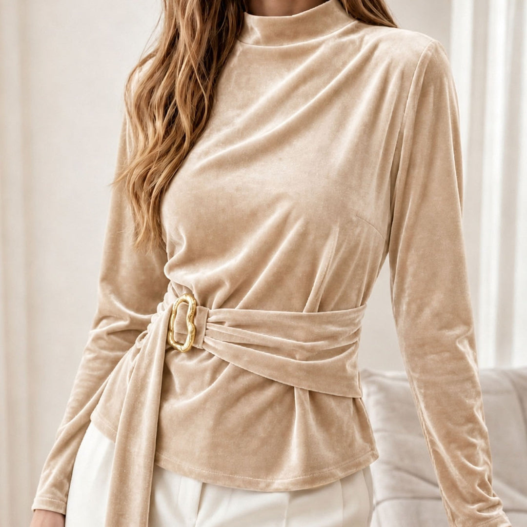 Top da donna a maniche lunghe, eleganza semplice, perfetto per ogni outfit quotidiano.