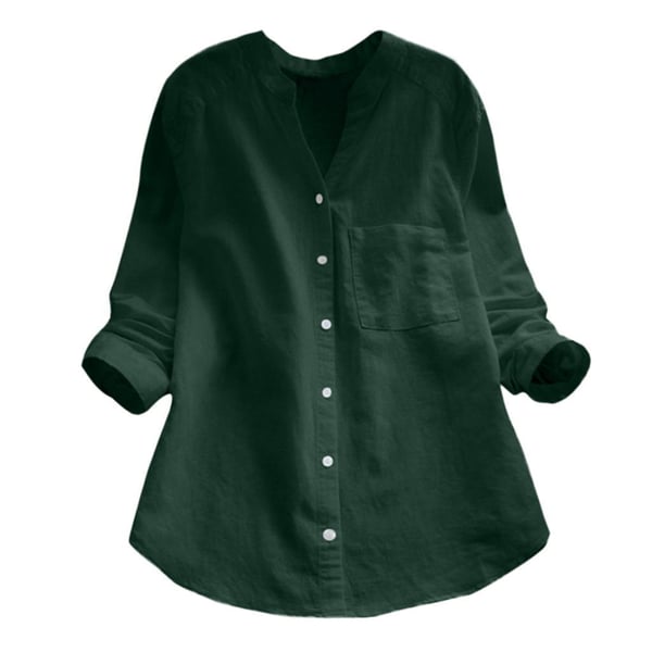 Moda donna: camicia rossa elegante a maniche lunghe con scollo a V. Vestibilità morbida, perfetta per un top chic.